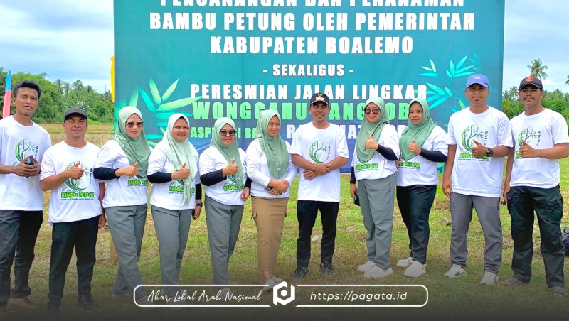 Pemerintah Desa Kualalumpur bersama masyarakat dalam pencanangan penanaman Bambu Petung (dok: pagata)
