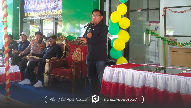 Ketua DPRD Boalemo, Eka Putra Noho saat memberikan sambutan pada pengresmian gedung baru Laboratorium Kesehatan Masyarakat (Dok. Redaksi pagata)