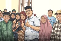 Wakil Bupati Boalemo bersama rakyat penuh senyum. Foto/vector Ai @sama.nama
