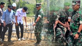 Bersama Wakil Bupati dan Ketua DPRD Boalemo, Pangdam XIII/Merdeka Tinjau Pembangunan Yonif 915 Bitu’o Boalemo. Foto/@arif.prokopim Kolase/@redaksi