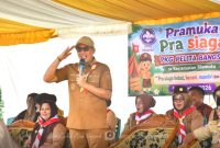 Wabup Lahmuddin Hambali disela Kegiatan Minta Support Warga Menyambut Kunjungan Menhan dan Jam Intel Kejagung. Foto/@arif.prokopim